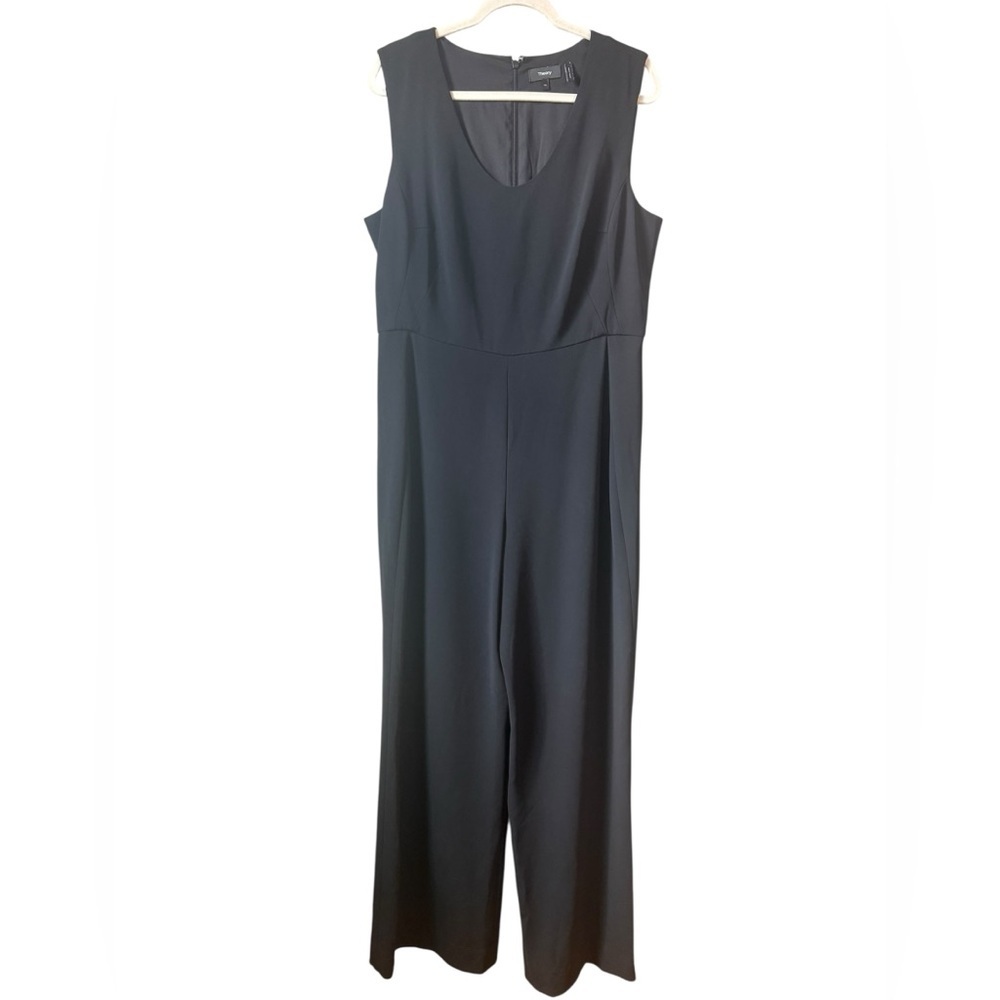 Theory Black Jersey Sleeveless‎ Scoop Neck Wide Leg Jumpsuit Size 14